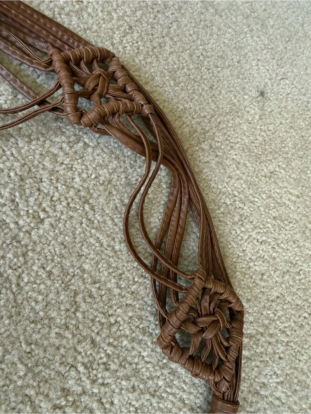 70’s Brown Macrame Leather Tassel Women’s Belt 71” long Witch’s Estate Sale